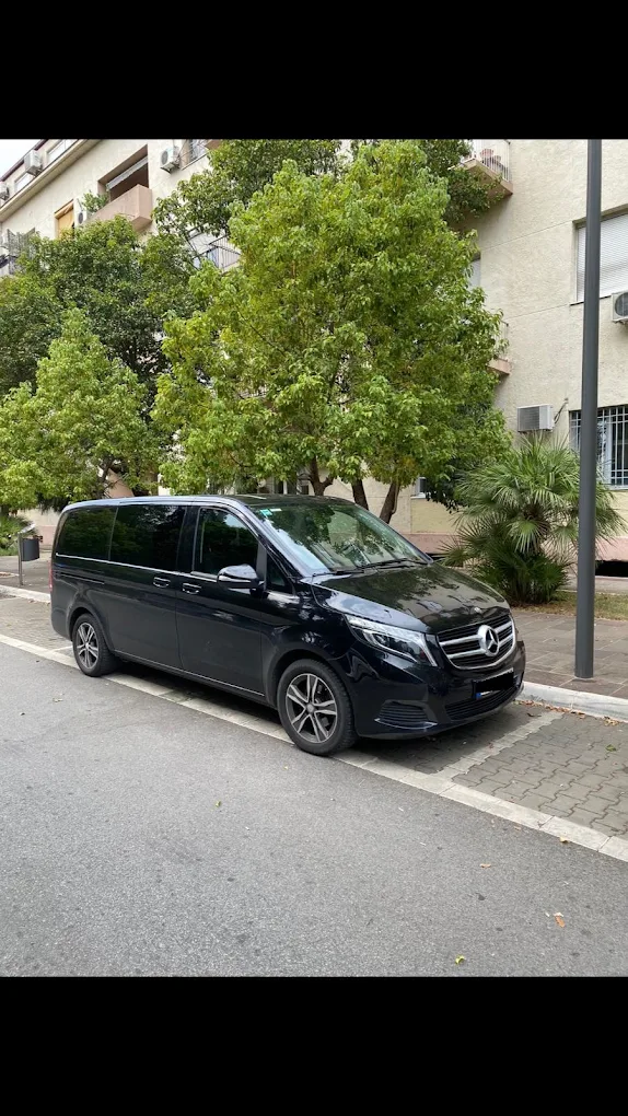 Crni Mercedes V-klasa van parkiran na sarajevskoj ulici u hladu drveta